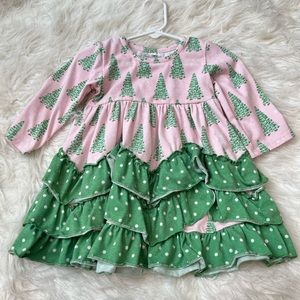 Sugar bee toddler Boutique Christmas ruffle dress